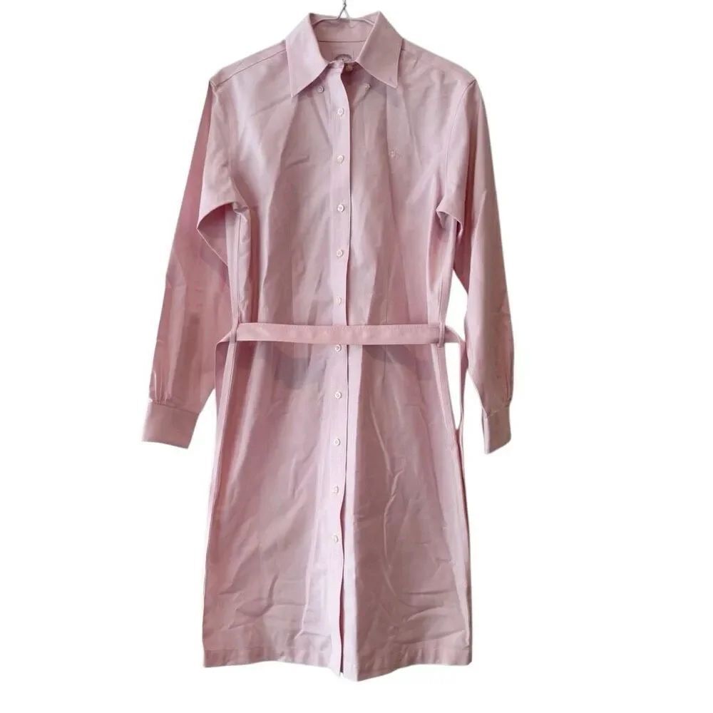 Brooks Brothers Classic Fit Non-Iron Cotton Long Sleeve Pink Shirt Dress Size 4